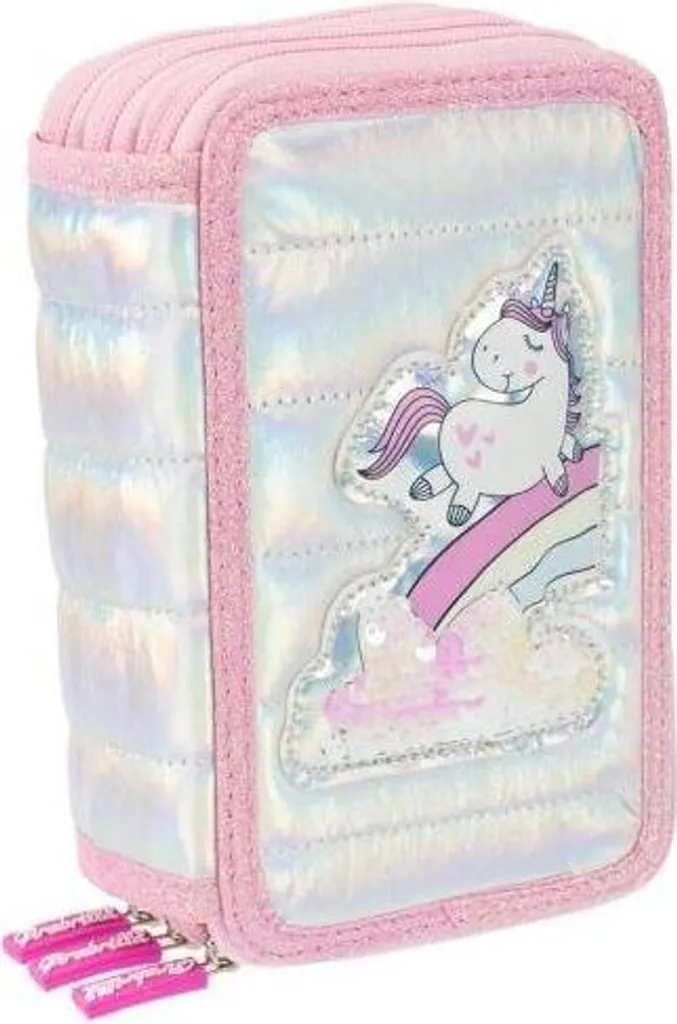 Trousse à crayons rose avec accessoires pour organisation bureau enfant
