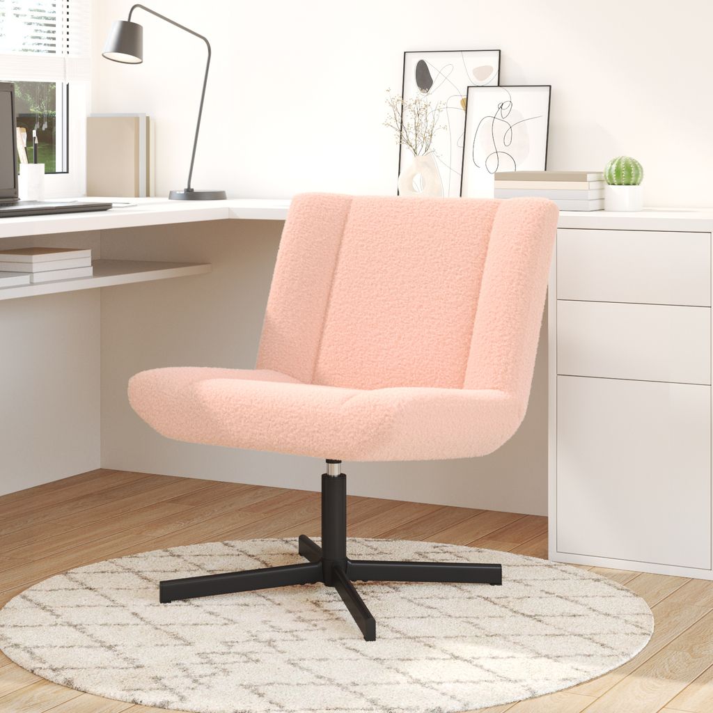 Akzentstuhl Baby Rosa Polyester, Metall Standard Schwenkbar, Fernseh- & Relaxsessel DesignMöbel Neu