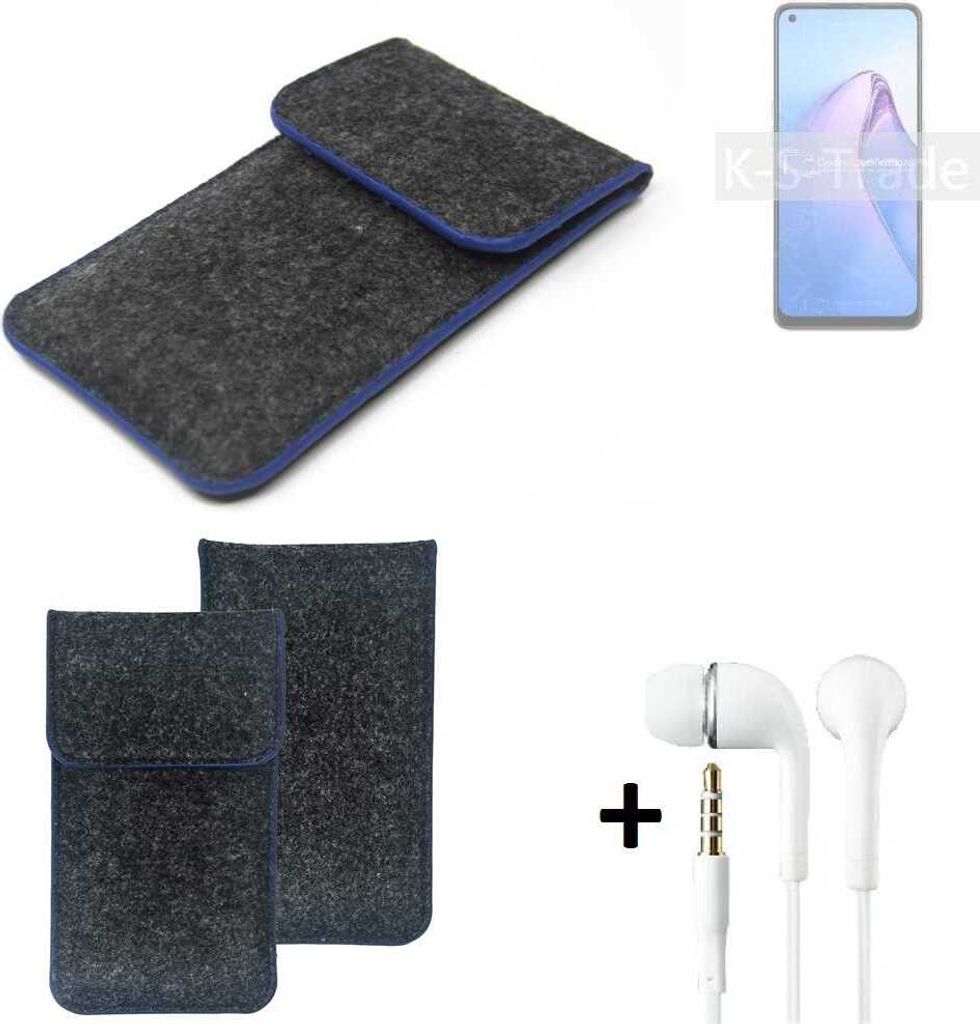 K-S-Trade Handy Schutz Hülle kompatibel mit Oppo Reno8 Global Schutzhülle Handyhülle Filztasche Pouch Tasche Case Sleeve Filzhülle dunkelgrau,