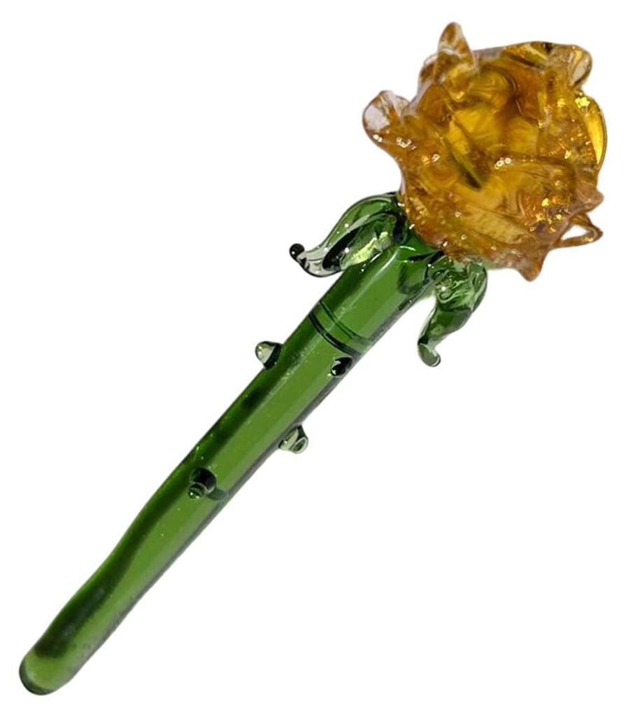 1 Stück/1 Set Mini-Glasrosen-Dekoration mit Stiel, handgefertigte Glasblumenfigur, mundgeblasener Blumenstrauß als Dekoration für Wohnzimmer.
