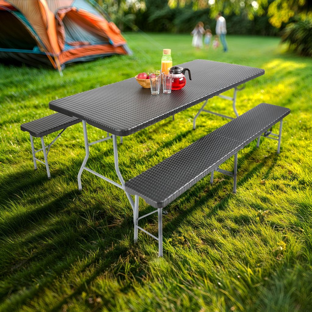 AREBOS Bierzeltgarnitur 3-teilig Set Tisch + 2 x Bank  Produktbild 3