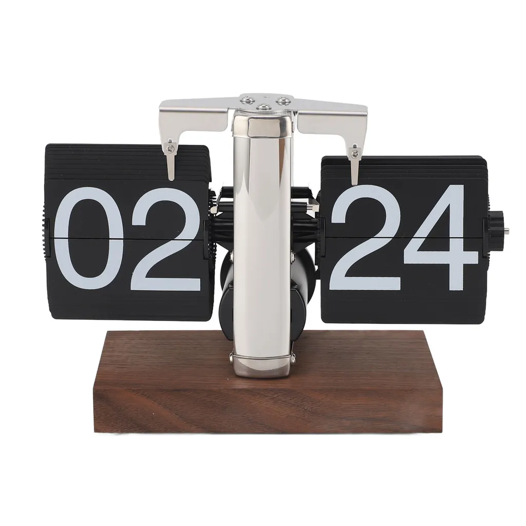 Horloge de bureau rétro pour bureau à domicile avec support en bois