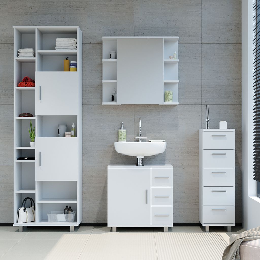 Vicco Badschrank Ilias, 30 x 95 cm, Weiß Produktbild 4
