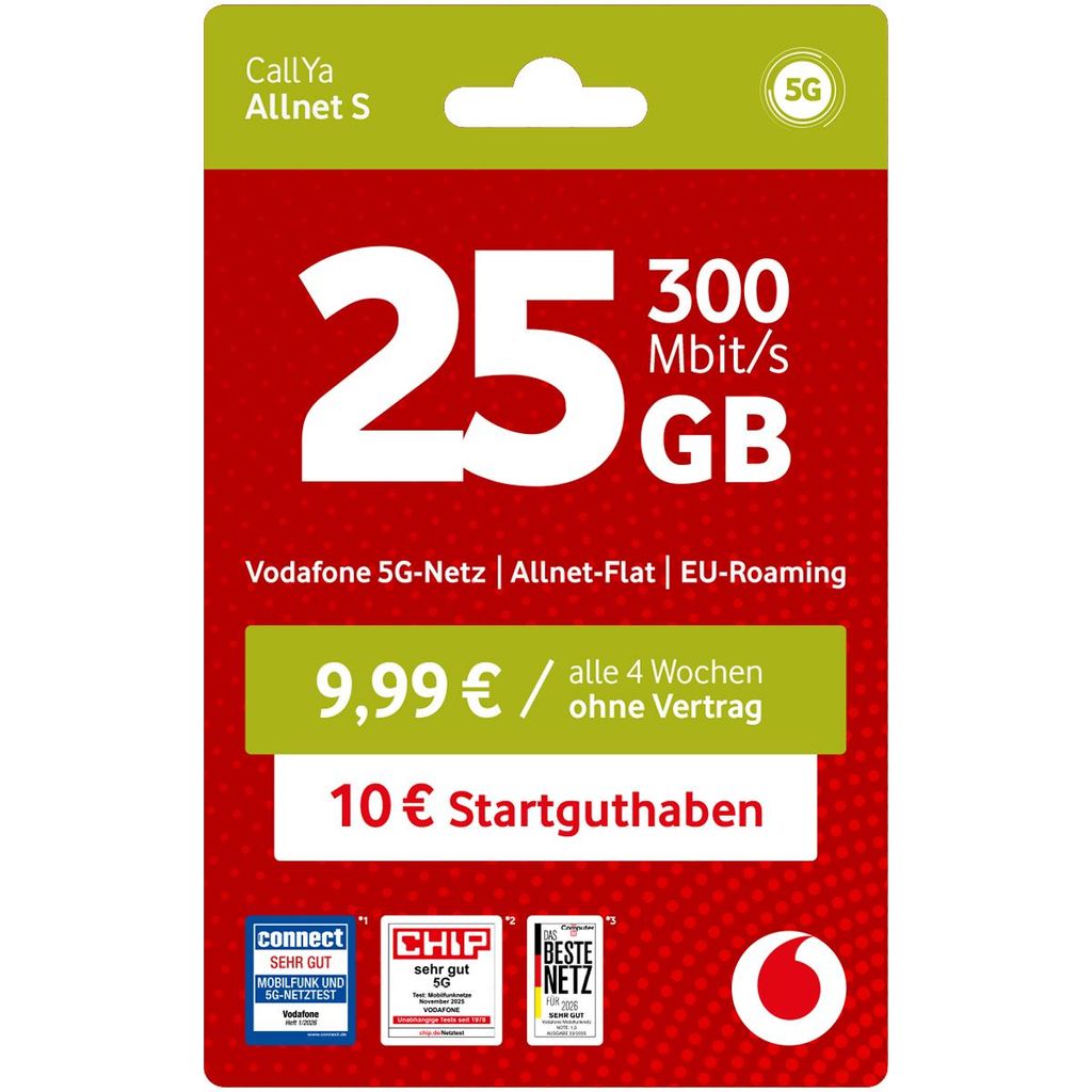 Vodafone Prepaid CallYa S|25 GB|10 EUR Startguthaben|ohne Produktbild 