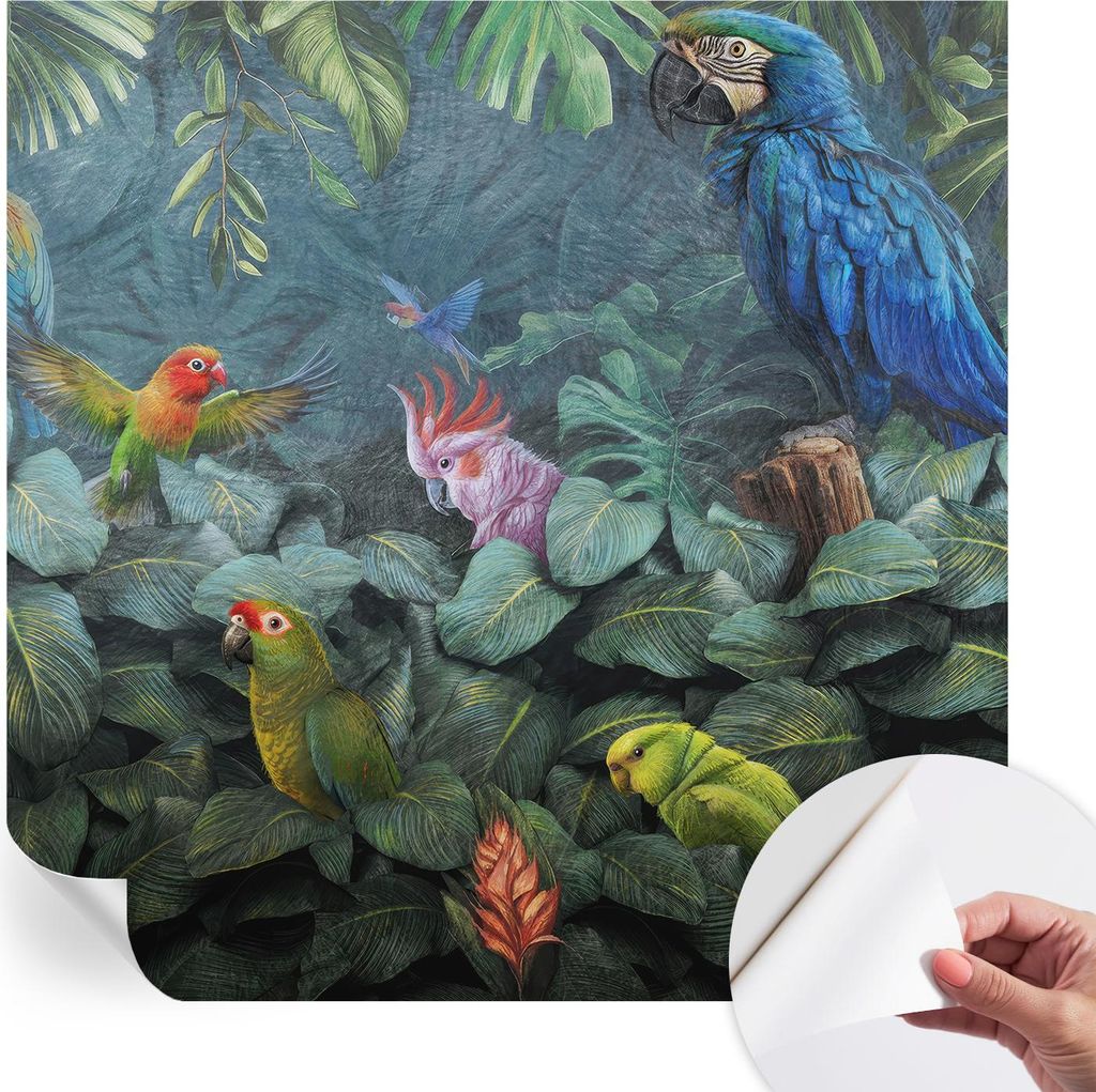 Selbstklebende Wandtapete - Dekorative Tapete für Wohnzimmer - Klebefolie für Wandbilder - Tapetenfolie für Wanddekoration - 250x250 cm - Exotis...