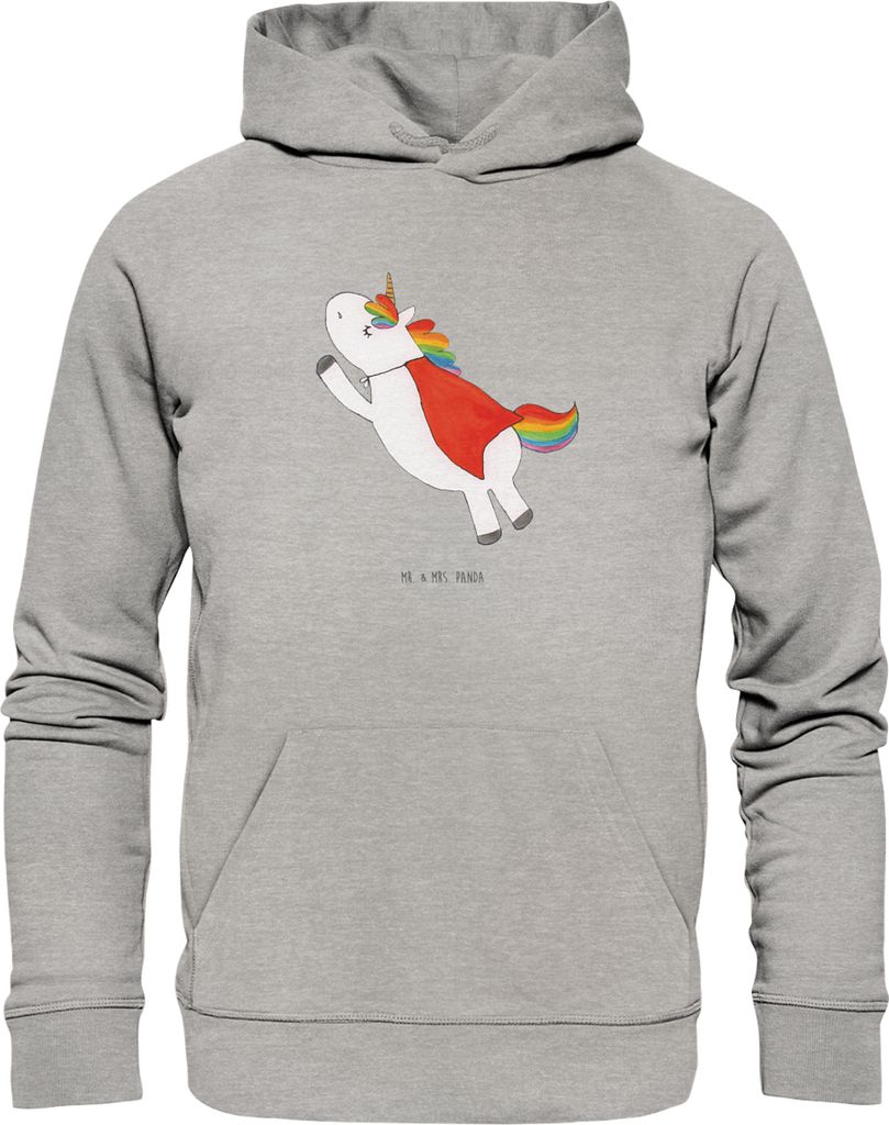 Mr. & Mrs. Panda Kuschelhoodie Einhorn Super Größe XS - Heather Grey - Geschenk, Pullover, Sweatshirt, Superheld, Einhörner, Unicorn, Hoodie, Fr...