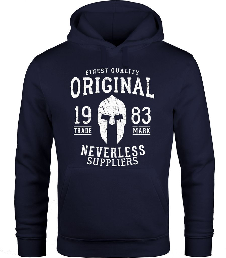Hoodie Herren Original Gladiator Sparta Helm Athletic Vintage Kapuzen-Pullover Männer Neverless navy L