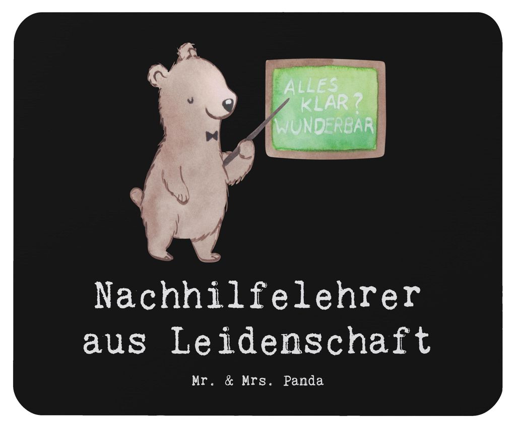 Mr. & Mrs. Panda Mauspad Nachhilfelehrer Leidenschaft - Schwarz - Geschenk, Witzig, pc mousepad, mousematte, Nachhilfeschule, Mouse Pad, mausteppic...