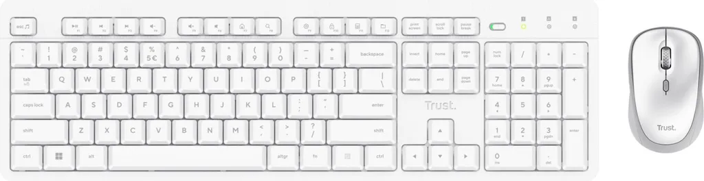 Clavier et Souris Silencieux Trust Ody II RF Sans Fil Italien Blanc PC