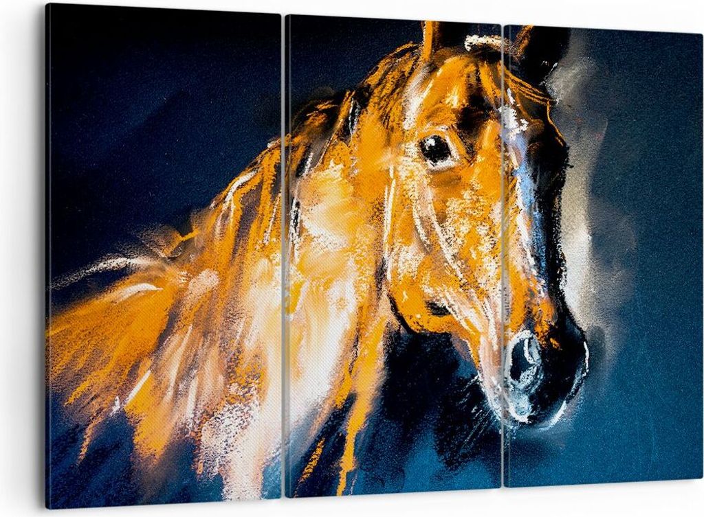 Bild auf Leinwand - Leinwandbild - Pferd Natur Tier - 105x70cm - Wand Bild - Wanddeko - Wandbilder - Leinwanddruck - Bilder - Kunstdruck - Wanddeko...