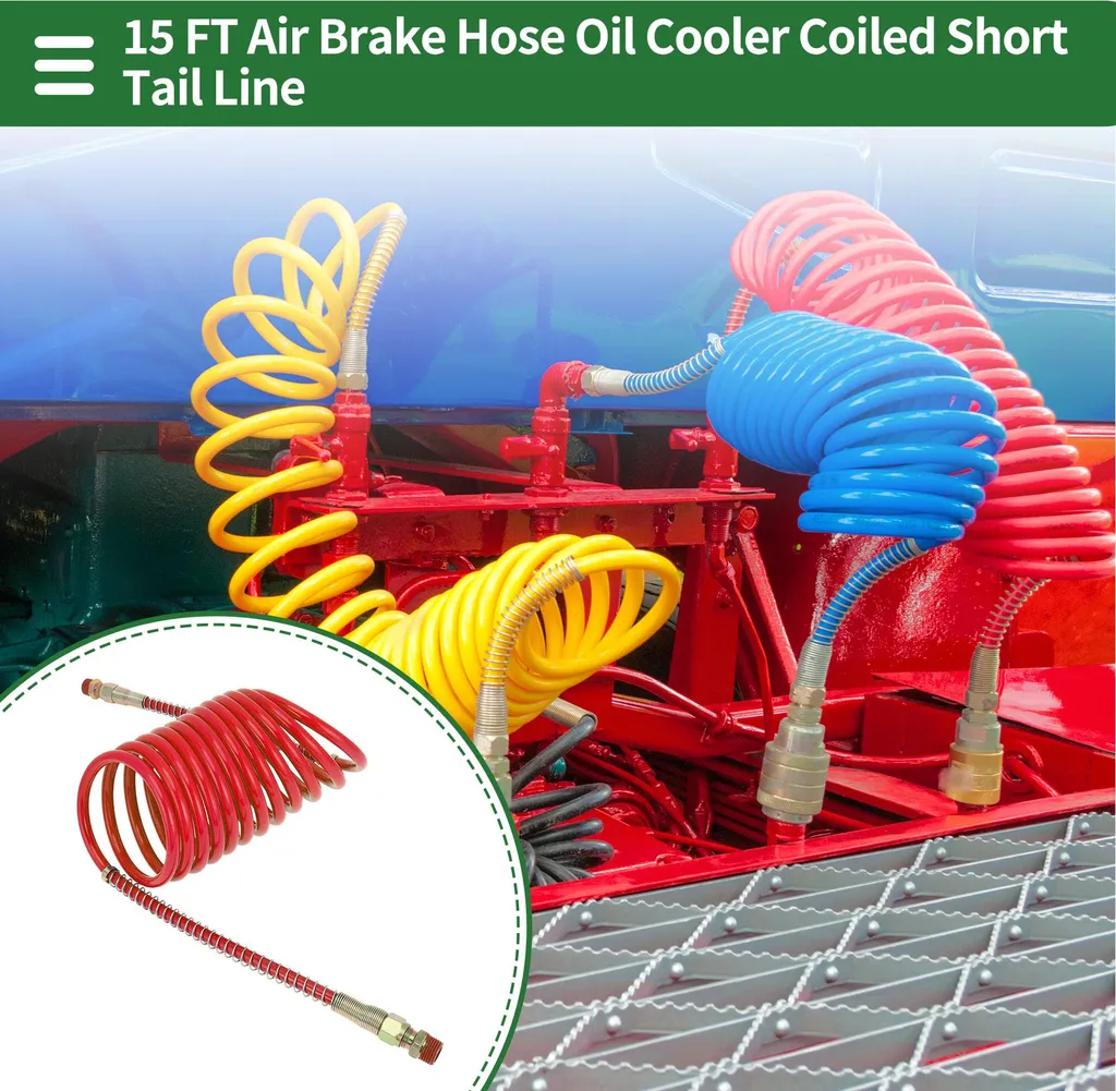 Bobine de frein pneumatique spiralée 15ft en nylon rouge pour camion