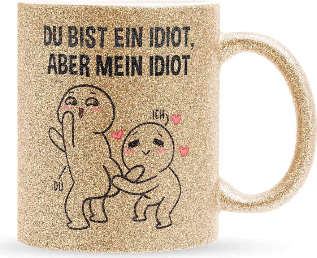 22Feels Glitzertasse Gold Jahrestag Geschenk Frauen Männer Hochzeitstag Ehefrau Ehemann Freund Freundin Valentinstag Geburtstag Weihnachten Kaffee...