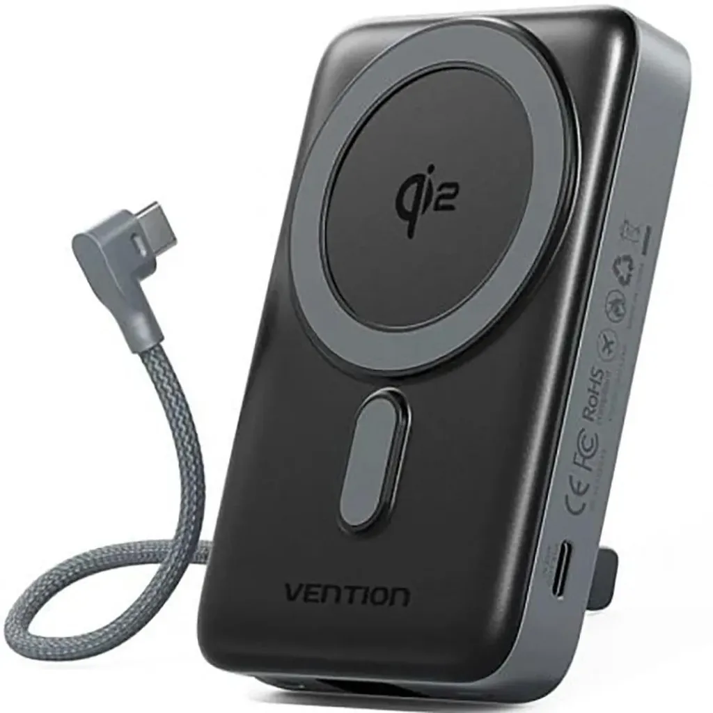 Power Bank Vention FKHH0 Chargeur Portable Noir Universel et Compact