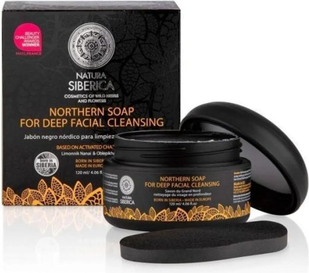 Natura Siberica Northern Savon Noir Détoxifiant Visage Charbon 120ml