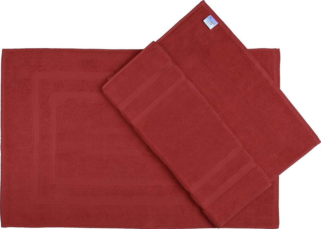 NatureMark 2er Pack Badvorleger Badematte | | 100% Baumwolle | 50 x 80 cm | Duschvorleger Duschmatte Doppelpack | Farbe: Bordeaux rot