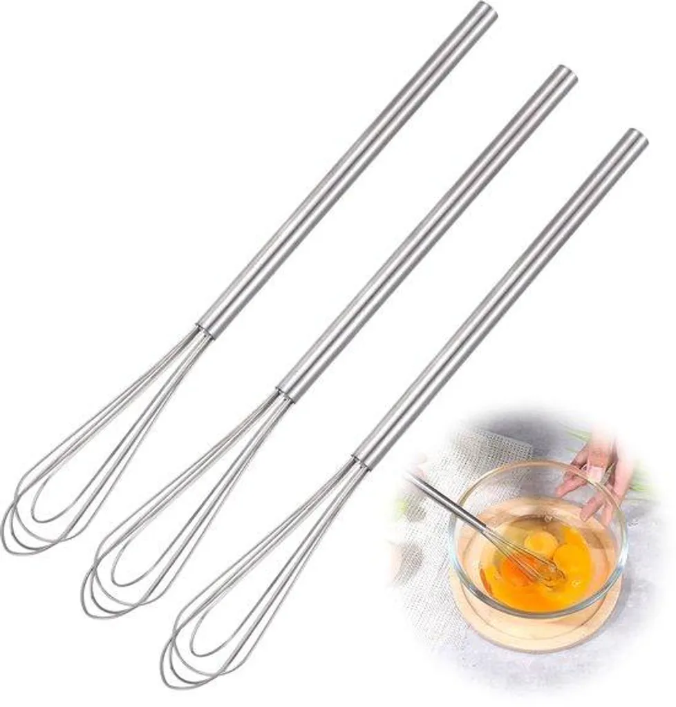 Fouet inox anti-grumeaux manche 16 cm ergonomique pour cuisine argent