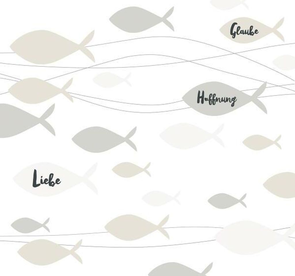 20 Servietten Communion Fishes cream - Fische mit Liebe, Produktbild 