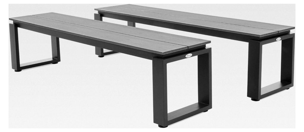 Gartenbank Pisa aus Aluminium in Holzoptik, 160x36,5x41,5 cm, wetterfest und langlebig für Garten, Terrasse und Balkon