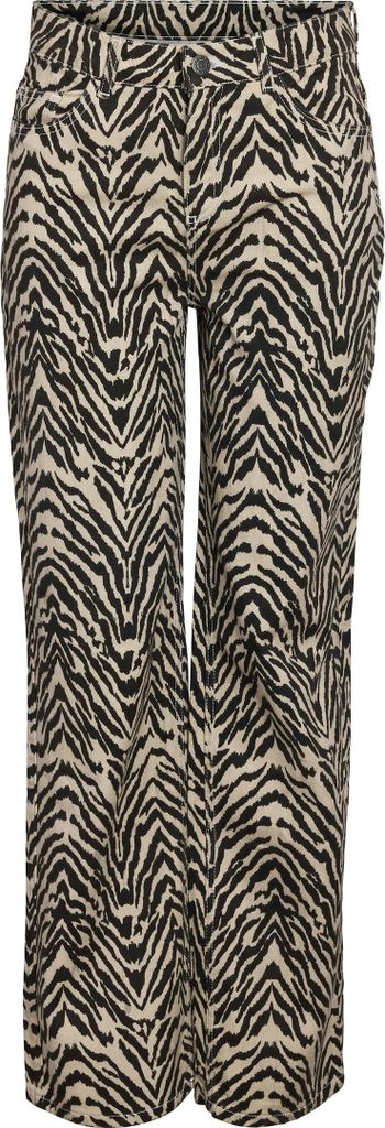 NOISY MAY Straight Fit Jeans mit Zebra-Print Denim Stoffhose Größe: 25W / 30L