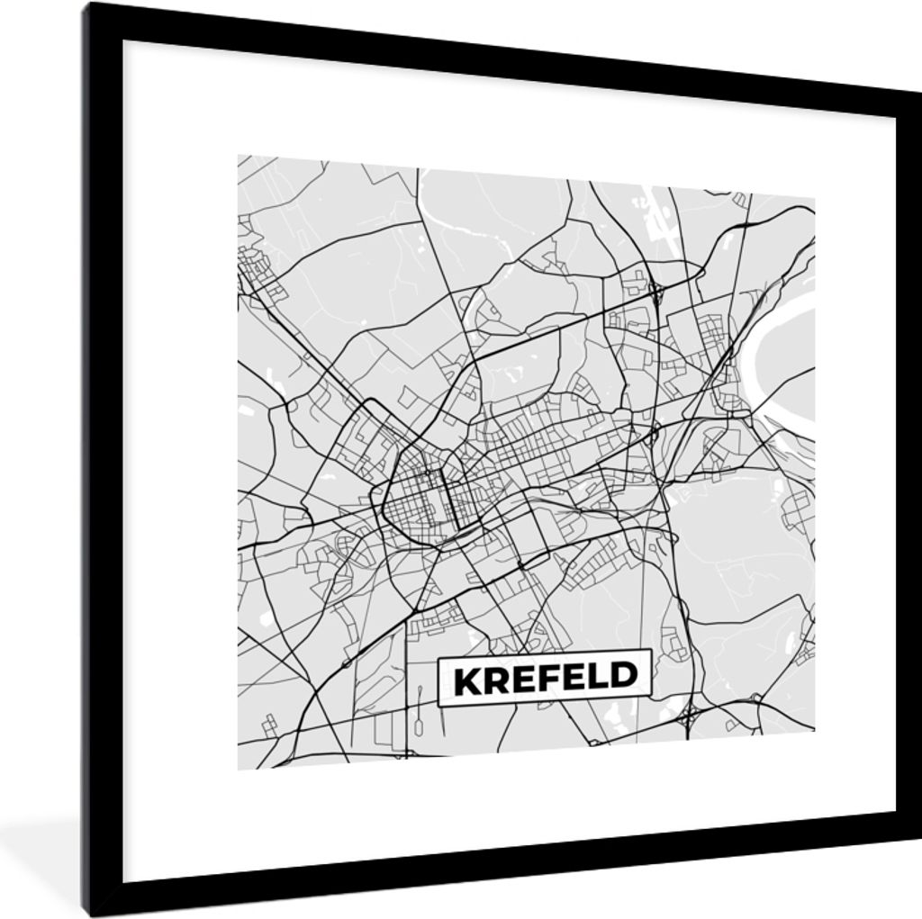 MuchoWow® Gerahmtes Poster Karte - Deutschland - Krefeld - Produktbild 