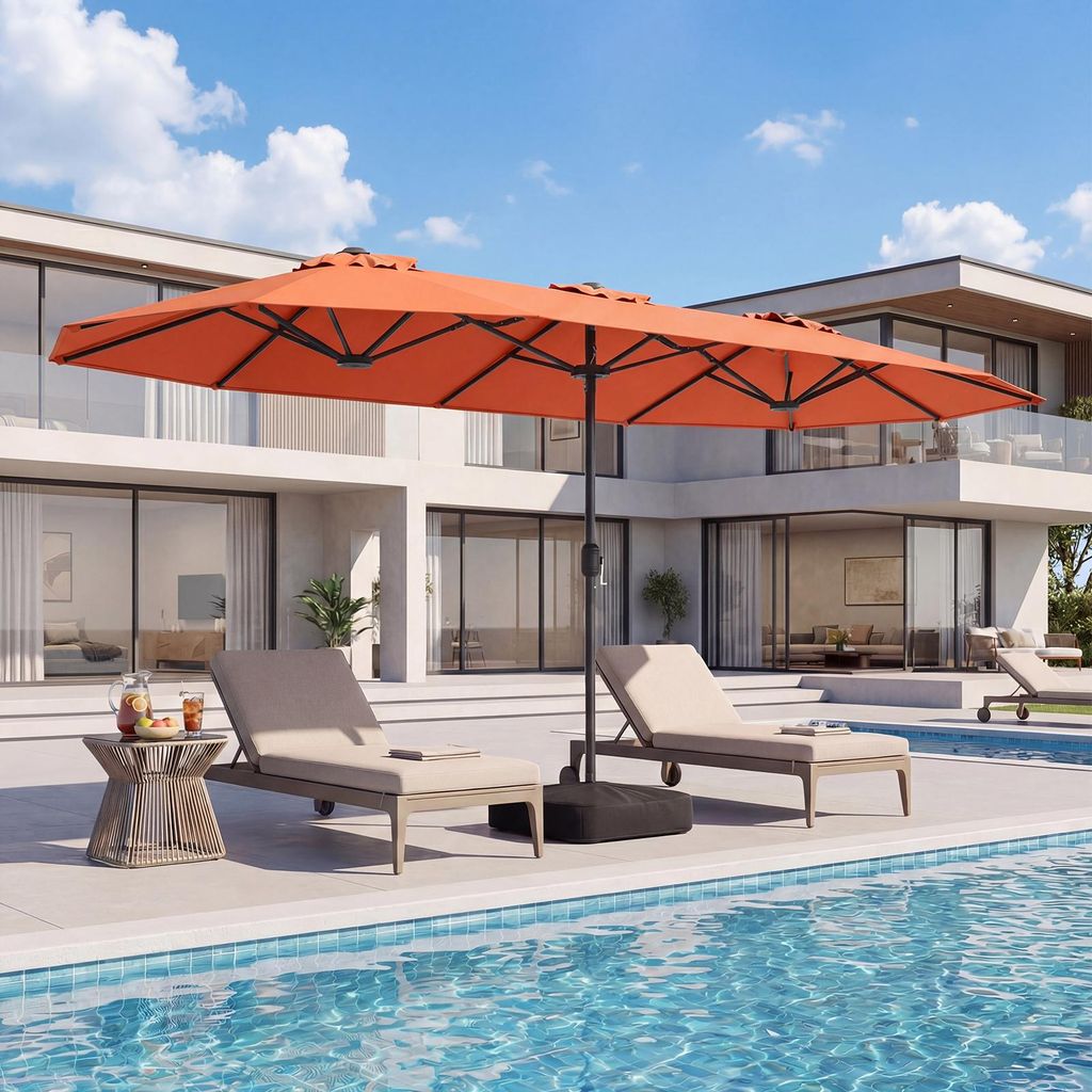 COSTWAY Podwójny parasol ogrodowy 400 x 200 cm ze stojakiem Zdjęcie produktu 