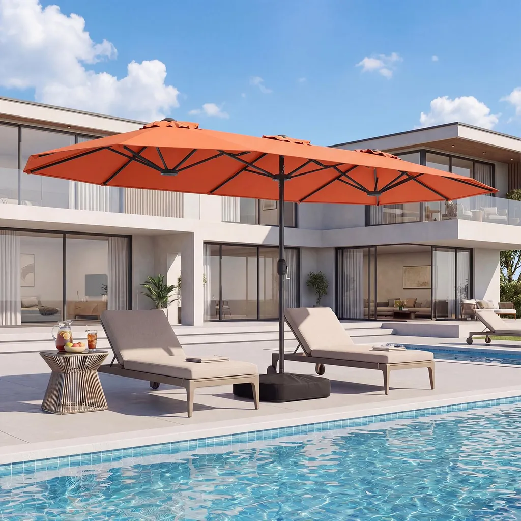 Parasol double géant 4m x 2m avec manivelle, finissez-en avec la chaleur