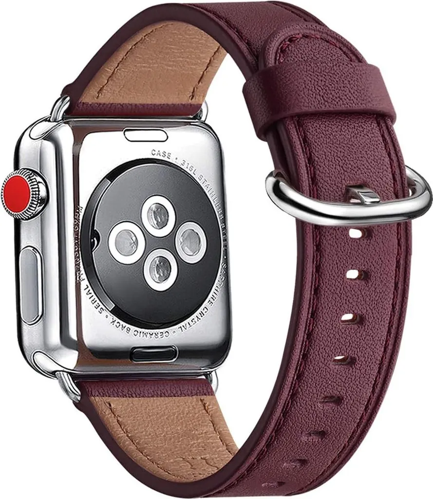 Bracelet de montre pour Apple Watch 41mm coloris Bordeaux Haute Qualité