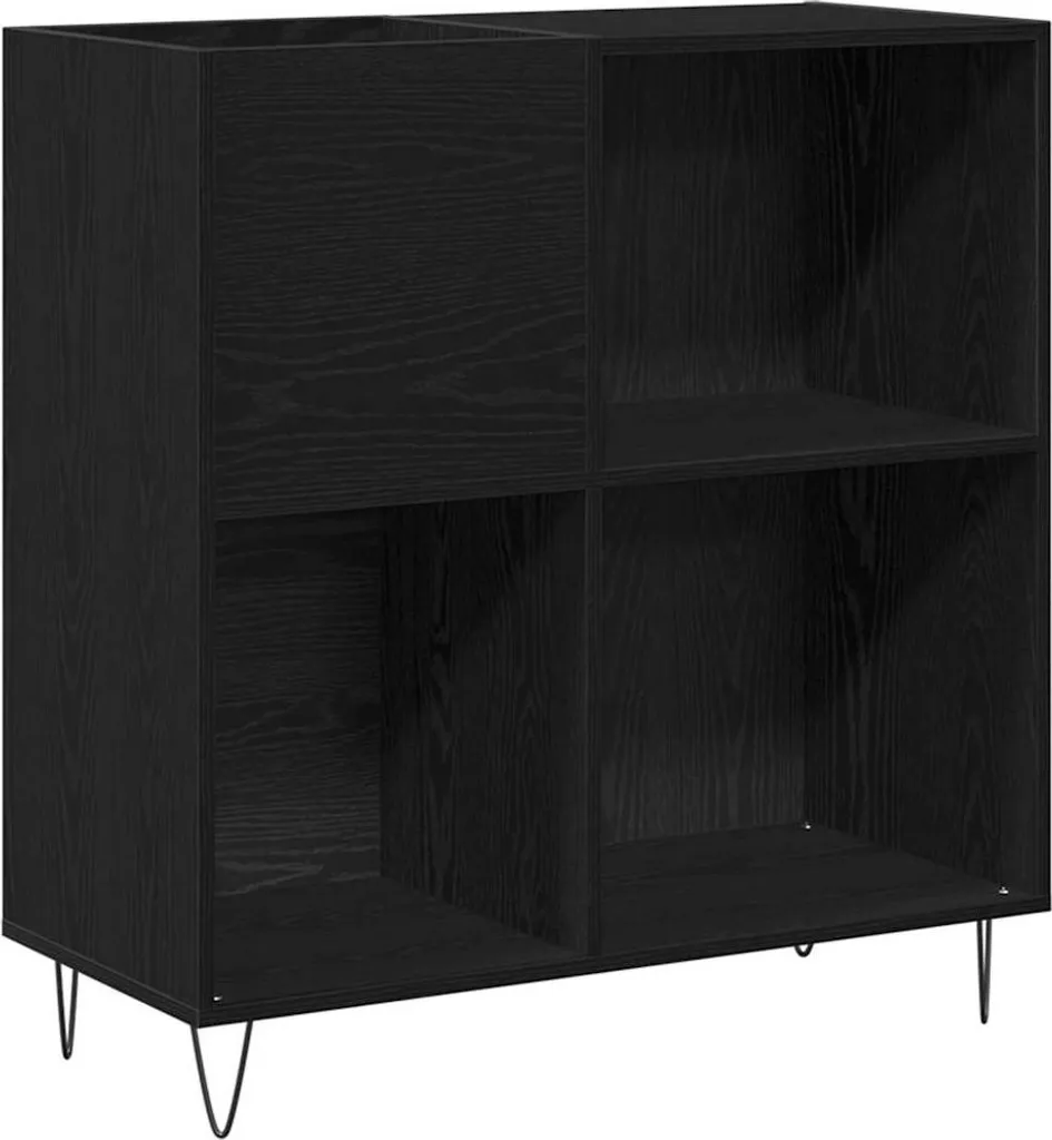 Mobile Porta Vinili SYFAX Rovere Nero 85x38x89 cm | Scaffale per Dischi LP