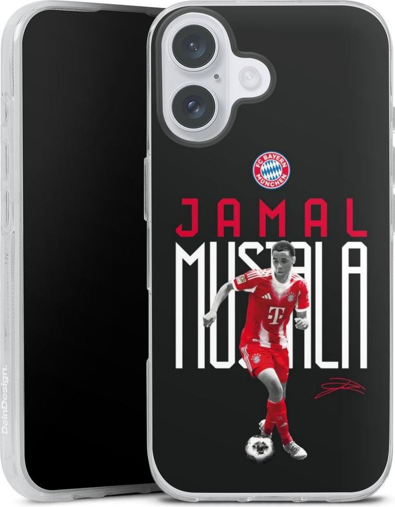 DeinDesign Handyhülle für Apple iPhone 16 Plus Silikon Hülle Case Smartphone Schutzhülle FC Bayern München Offizielles Lizenzprodukt Jamal Mus...