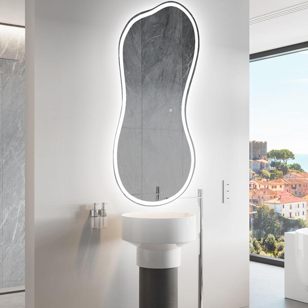 Unregelmäßiger asymmetrischer Spiegel mit LED Beleuchtung 54 x 104 cm - mit LED Beleuchtung - LED Farbe Kaltweiß 7000K - Individuell Nach Maß -...