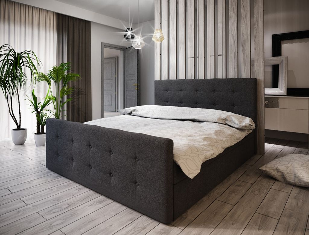 Boxspring-Doppelbett VASILISA 1 – 200x200, Anthrazit