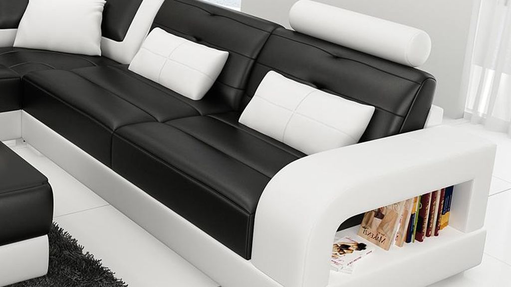 Polster Ecksofa Sofa Couch Wohnlandschaft Leder Eck Sofas Garnitur jvmoebel