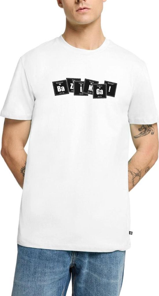 Spreadshirt The Big Bang Theory Bazinga Spruch Sheldon Element Männer Premium T-Shirt, L, Weiß