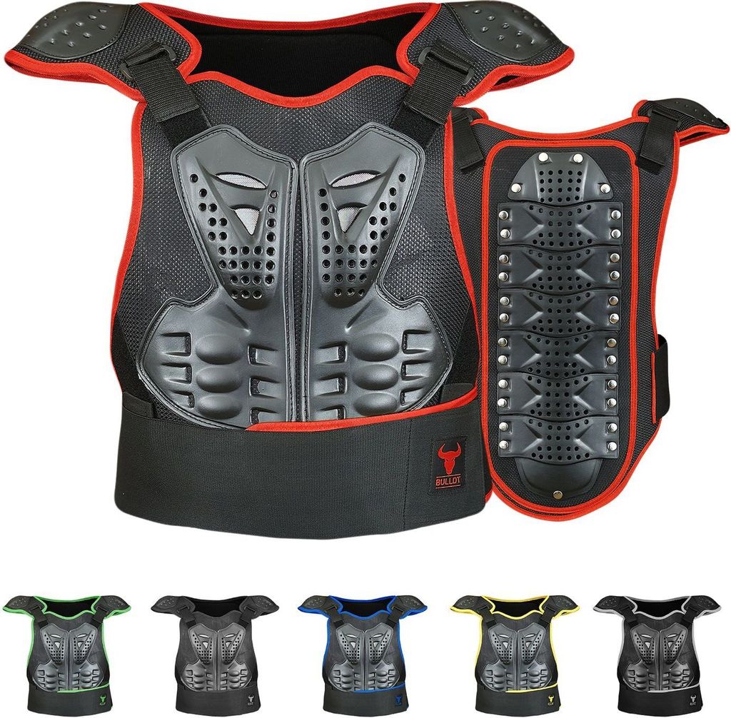 BULLDT Protektorenweste Titan Motorrad protektoren Oberkörperprotektor, Größe:60/4XL, Farbe:Rot
