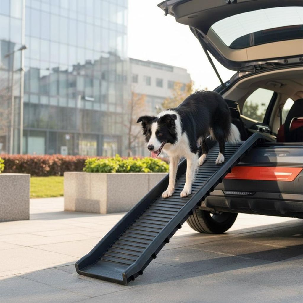 Hunderampe klappbar max 90KG Teleskop in schwarz Produktbild 