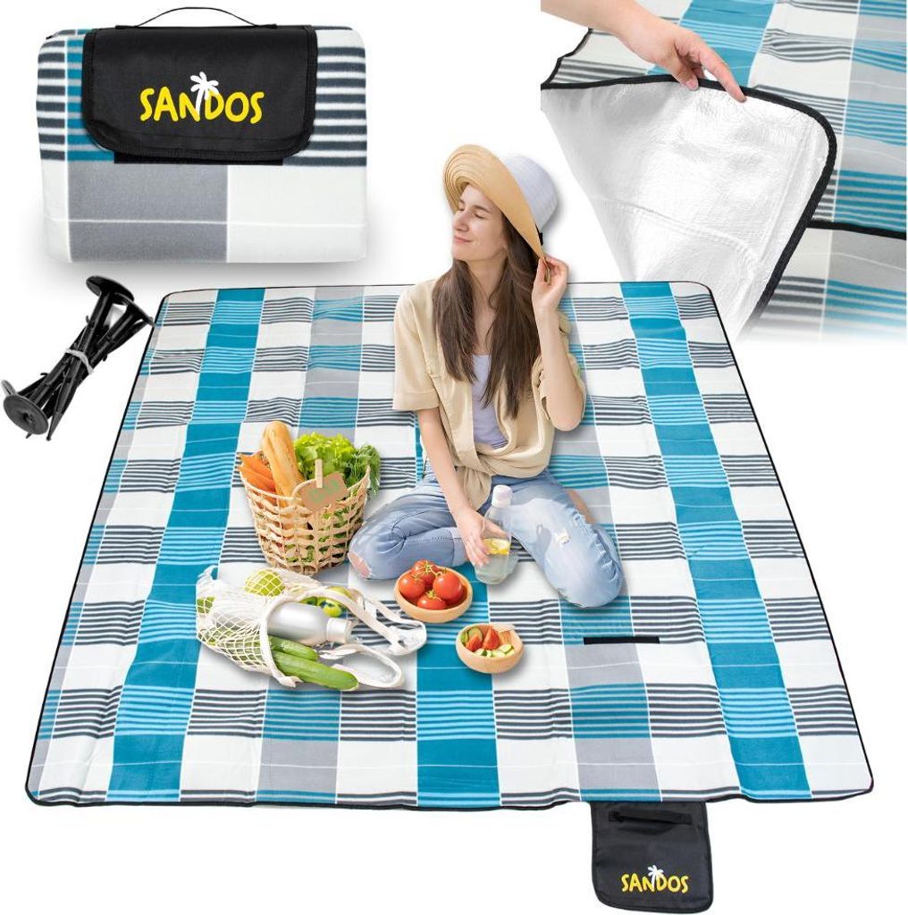 Plážová deka na piknik, izolační, 200 x 200 mm, s kotvami, Obrázek produktu 