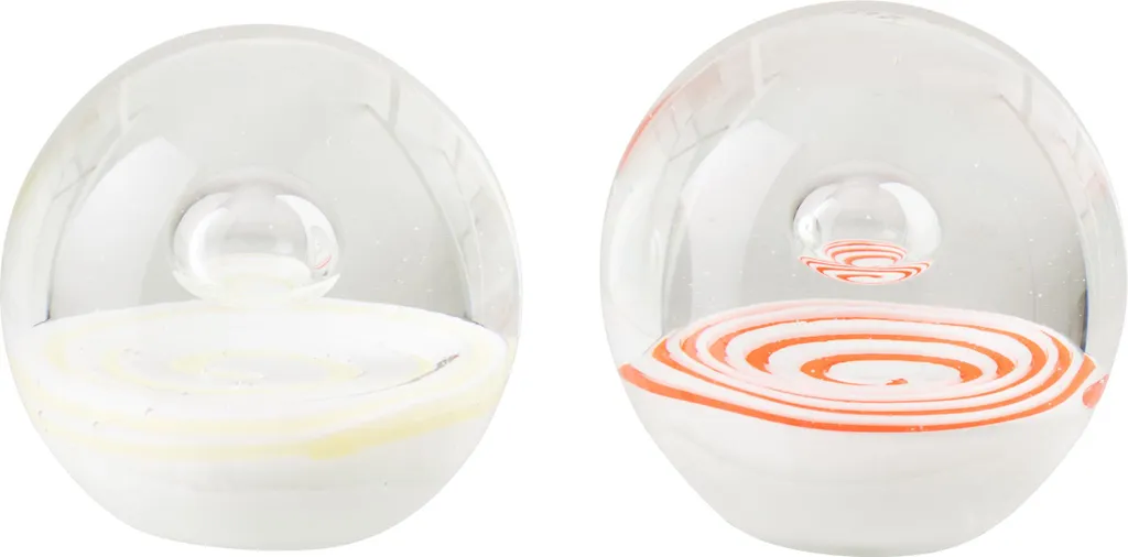 Presse-papier J-Line Boule en Verre Orange et Jaune Assortis - Lot de 2