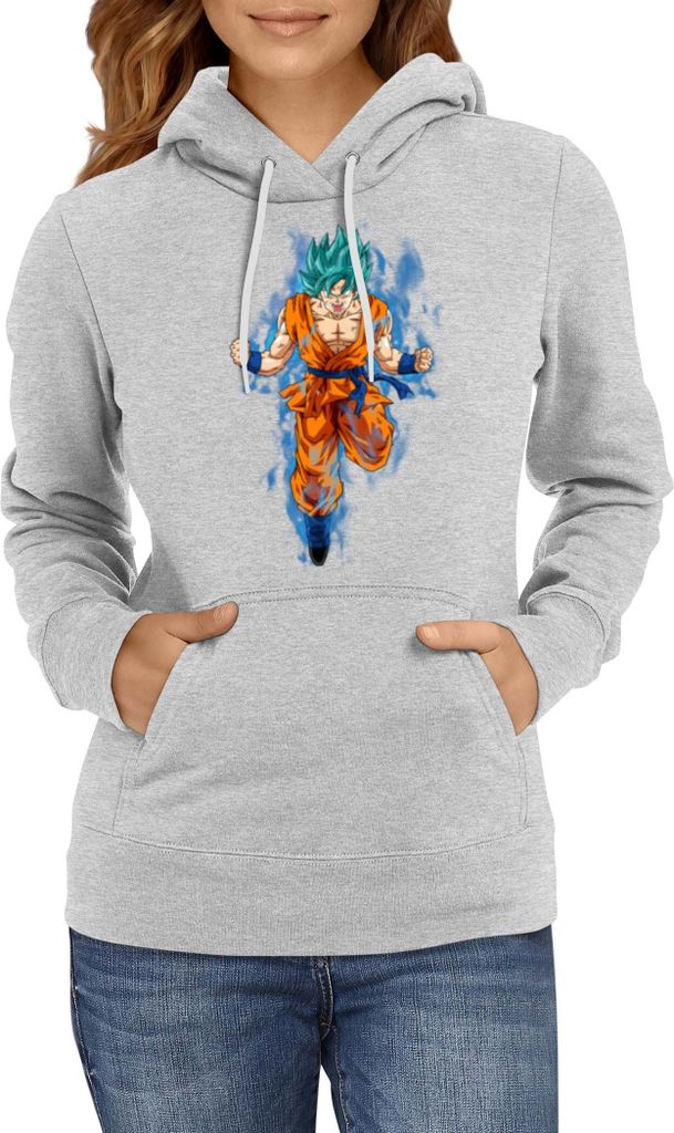 Damen Kapuzenpullover Japan Manga Anime Comics Dragon Anime Manga Ball Z 04, Lady XL / Grau