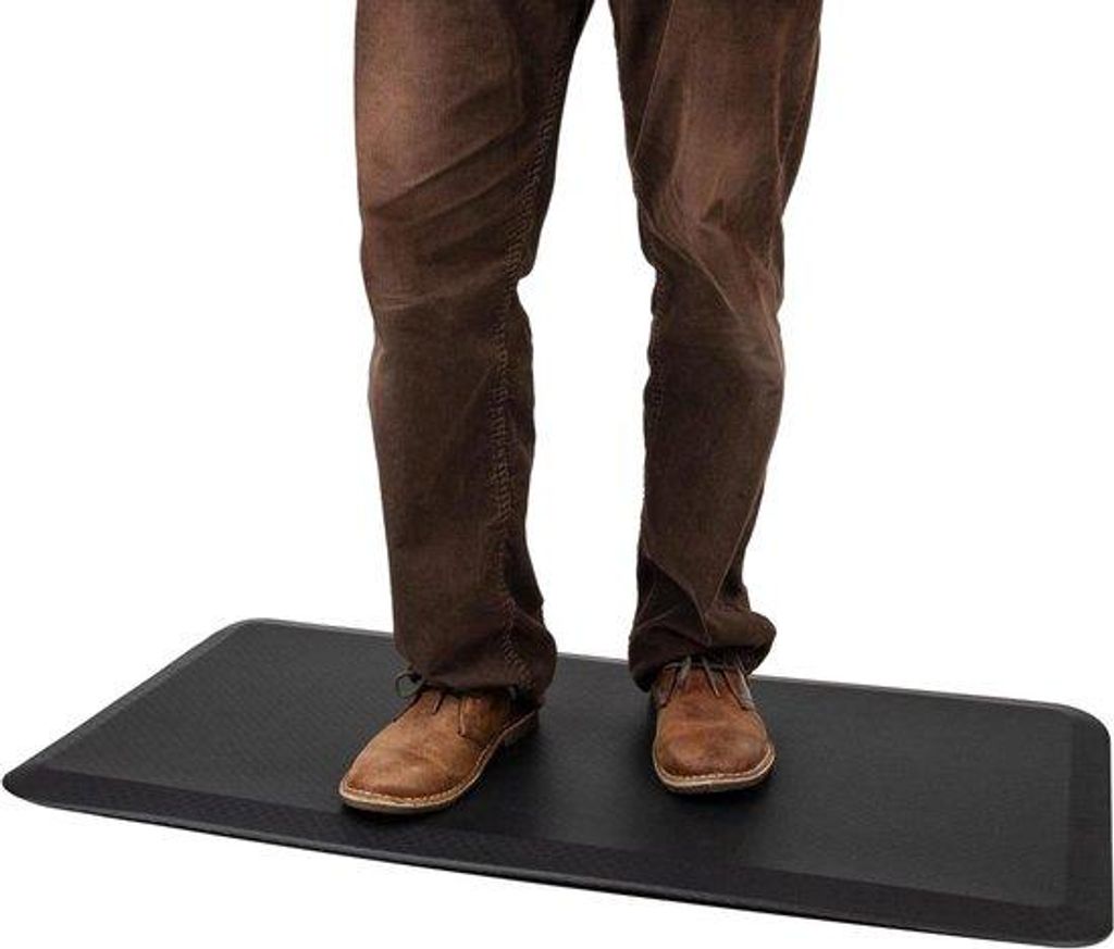 Langstehensschutz-Mat aus Gummi - Dauergangmat für Bequemlichkeit - Antislip-Klebeuntergrund - 895 cm x 495 cm - Schwarze Oberfläche