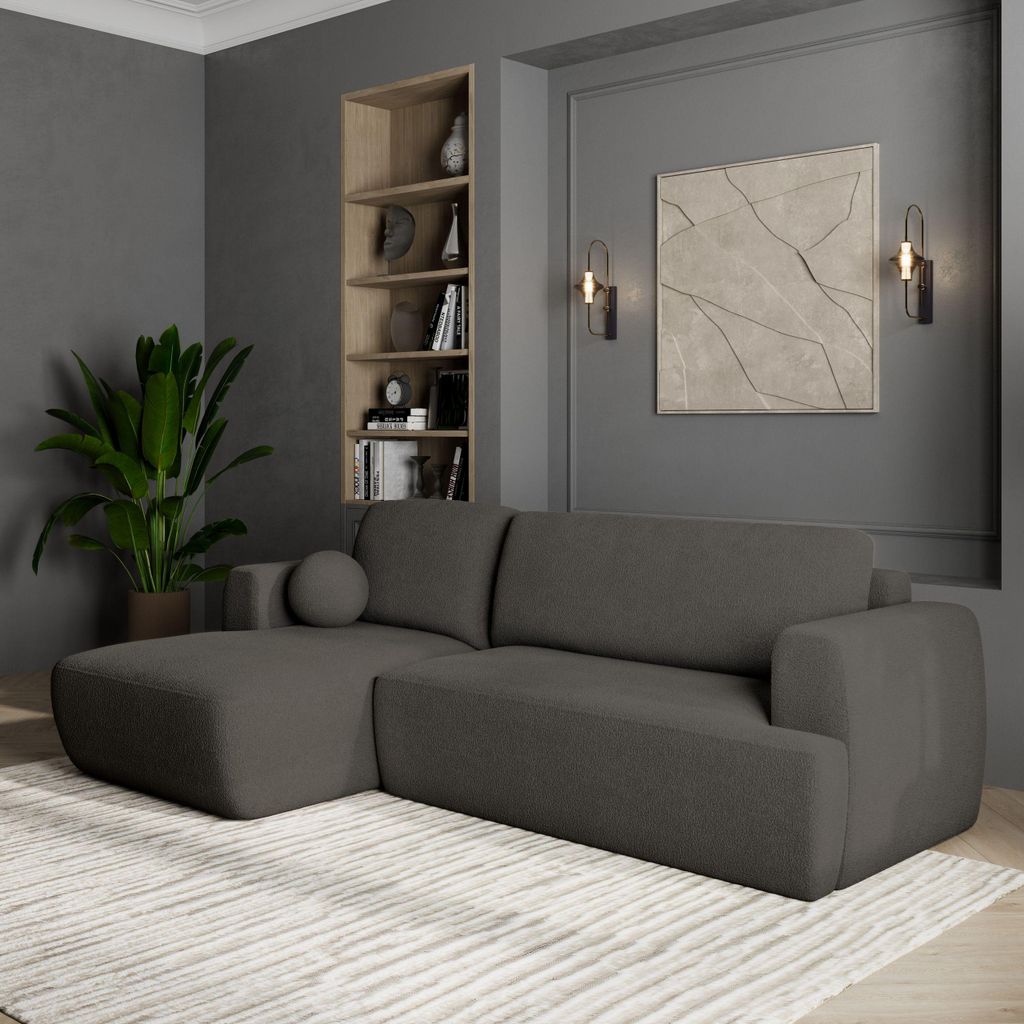 Masseno Ecksofa SENTI N L-S mit Schlaffunktion L-Form, Sofa mit Bettkasten, Wohnzimmersofa, Couch, Soffa, Bettsofa, Couchgarnitur- Grau, NOW OR NEV...