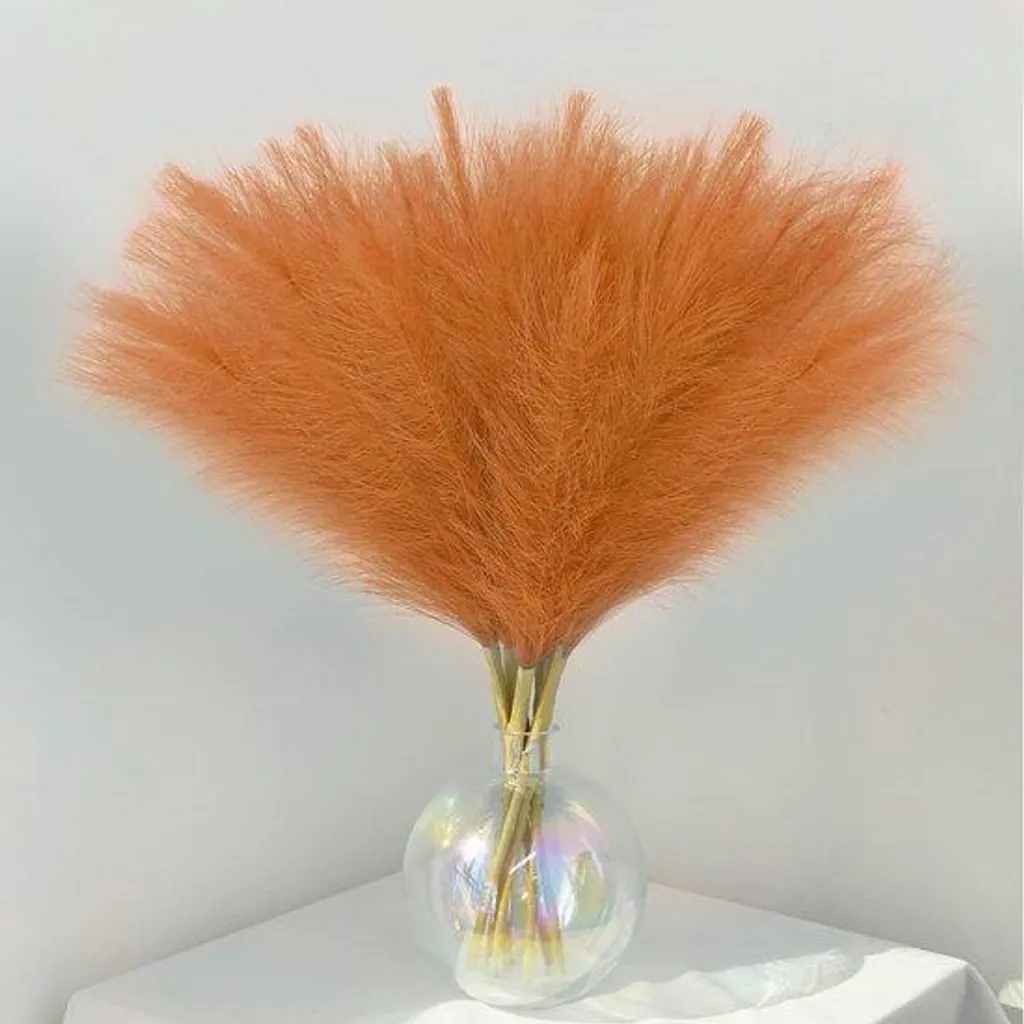 Fleurs artificielles pampa orange 55 cm anti-poussière pour salon