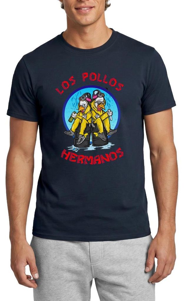 Spreadshirt Breaking Bad Los Pollos Hermanos White Pinkman Männer T-Shirt, M, Navy