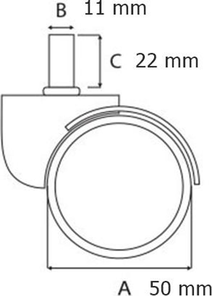 Universalrolle für Bürostühle, Ø11 mm, Hart-PVC