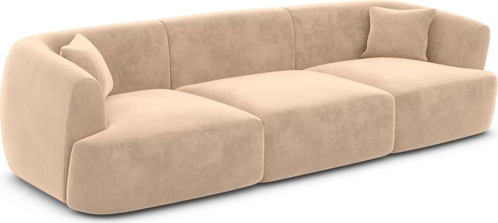 Samtstoff 3-Sitzer Couch Elvira Beige