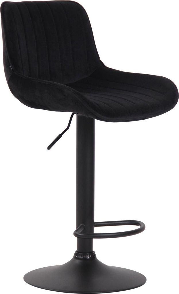 Barhocker Samt – Modernes Design – Höhenverstellbar und 360° drehbar | Farbe: Schwarz | Grundfarbe: Schwarz