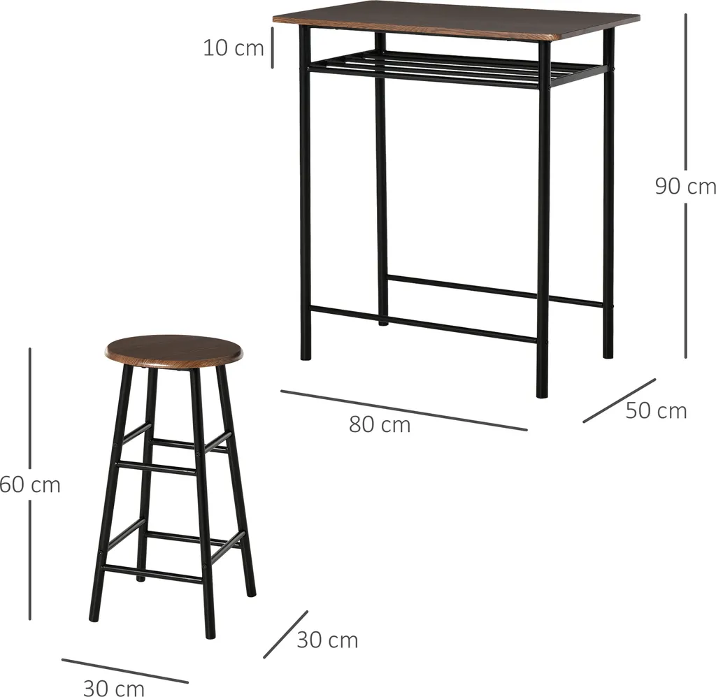Coin Repas Compact : Table de Bar et 2 Tabourets pour Cuisine Étroite - 5