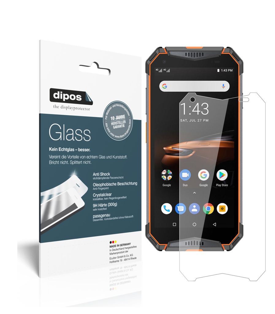 1x Schutzfolie für Ulefone Armor 3W - Anti-Shock 9H Folie dipos Glass Kunststoffglas