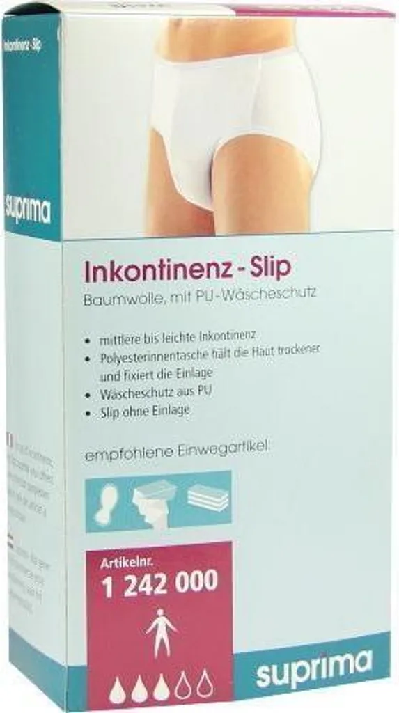 Suprima 1242 Slip Incontinenza Cotone Uomo Taglia 8 Bianco - Acquista Ora - 1