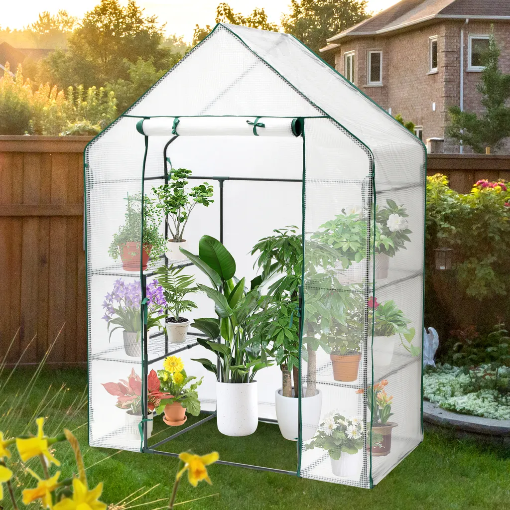 Serra per Pomodori Jayseuw 143x73x195 cm - Bianco PE UV Resistant
