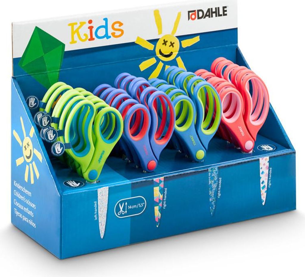 Dahle Kinderschere Kids spitz 5,5 Zoll 24er Display sortiert mit Linkshand